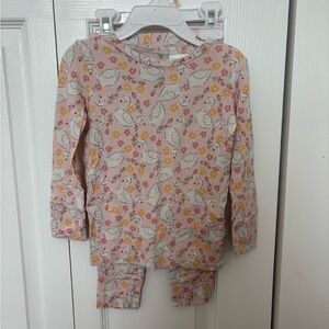 Posh Peanut Pink Bird and Flower Kids Pajama Set